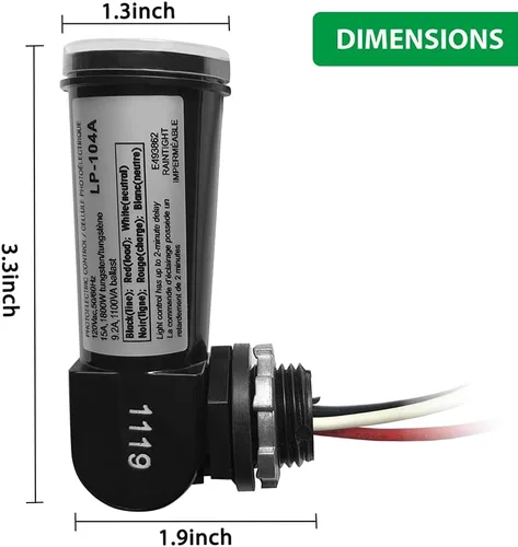 Miniatura 8 de Paquete de 1 sensor fotoeléctrico para exteriores, control de iluminación de conducto de montaje giratorio del atardecer al amanecer con fotocélula