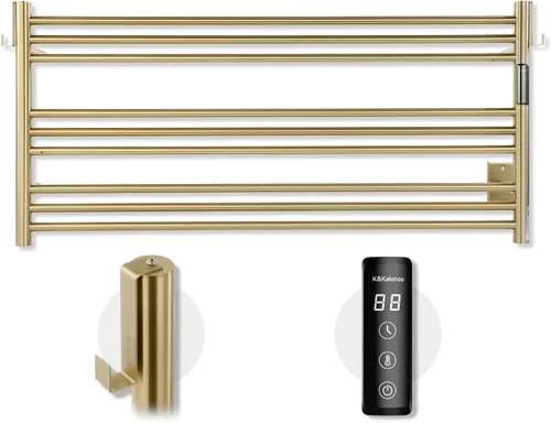 Miniatura 14 de K&KALONZO Calentador de toallas para baño, toallero térmico de 9 barras montado en la pared con temporizador integrado, calentador de toallas