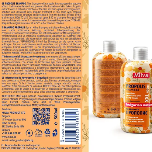 Miniatura 9 de Milva Itchy Scalp Shampoo with Propolis - 17 Fl Oz Natural Anti Dandruff Dry Scalp Treatment with Honey Bee Soothing Formula for Irritated, & Flaky
