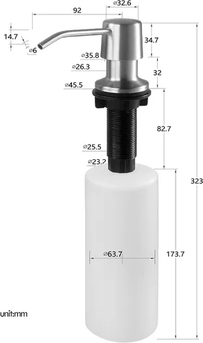 Miniatura 6 de Styever Dispensador de Jabón para Fregadero de Cocina con Bomba - Botella de 16 oz Integrada en Encimera Dispensador de Jabón para Platos con Acero