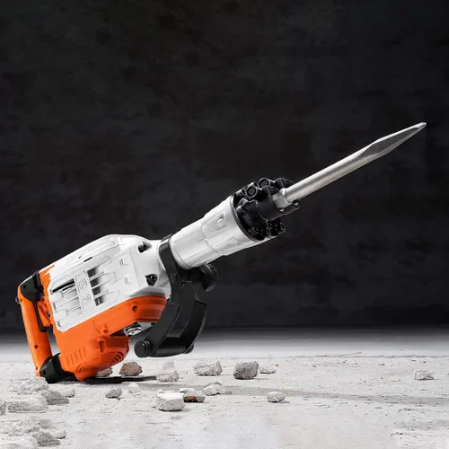 Miniatura 8 de VEVOR - Martillo eléctrico para demolición, de 3,500 W máximo y 1,900 BPM, con 2 cinceles, estuche, guantes y mango delantero giratorio de 360°