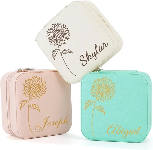 Miniatura 25 de Joyero de regalo para dama de honor, pequeño estuche de viaje personalizado de piel sintética portátil, cajas de propuestas de dama de honor, mini
