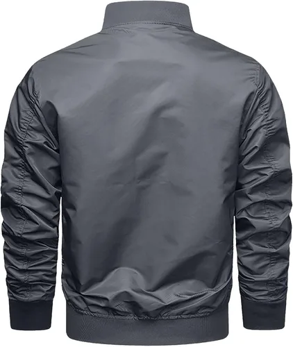 Miniatura 2 de Men's Jacket Lightweight Windbreaker Bomber Jacket Windproof Winter Solid Slit Pocket Flight Long Sleeve Zipper Jacket Coat