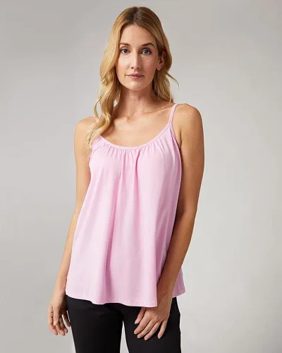 Miniatura 2 de 32 DEGREES Camiseta de tirantes para mujer, drapeada, con copa integrada