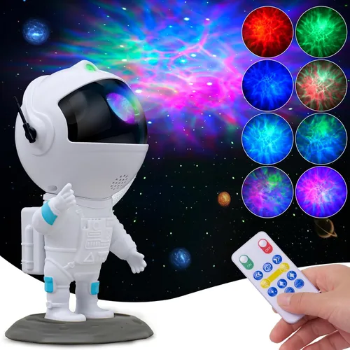 Proyector astronauta de galaxia, proyector de estrellas, proyector de luz de astronauta con nebulosa LED de 8 colores, proyector de luz nocturna
