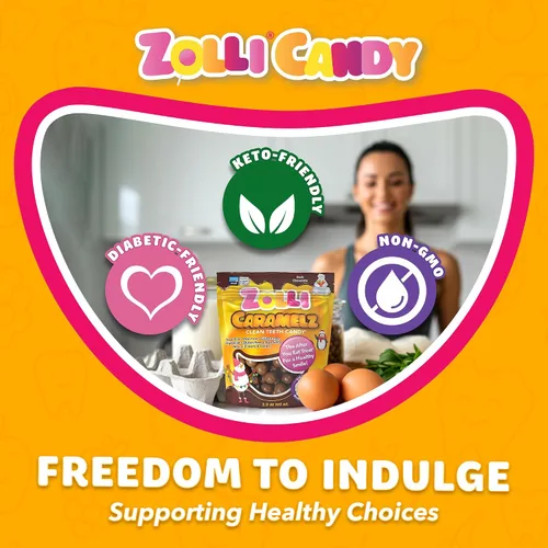 Miniatura 5 de Zolli Caramelz in Dark Chocolate - Caramelo sin azúcar, caramelo saludable apto para dieta keto y diabética, golosinas aprobadas por dentistas
