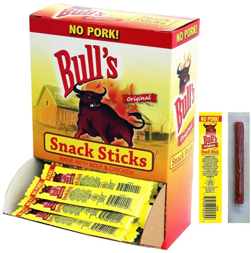 Miniatura 3 de Bull's Palitos de aperitivos originales de 0.25 onzas, caja de 100 unidades (hechos con carne de res y pollo, sin cerdo)