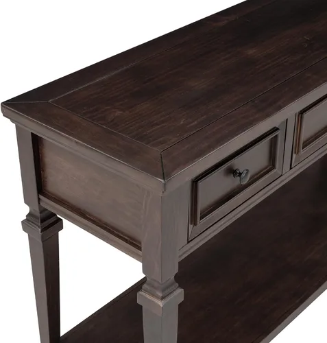 Miniatura 6 de Merax Mesa consola de entrada estrecha con 3 cajones de almacenamiento, mesa de sofá pequeña con estante inferior, para sala de estar, espresso