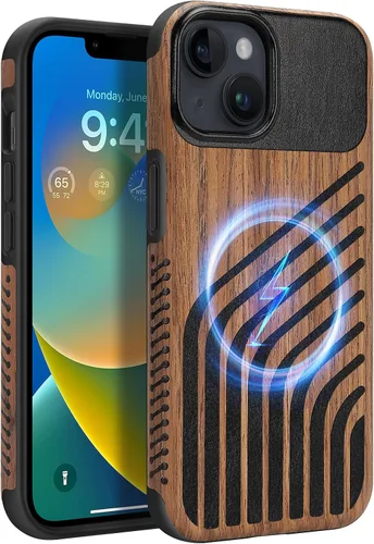 Miniatura 45 de Funda magnética ZZDZZ compatible con iPhone 14 Plus [Compatible con Magsafe] Diseño de cuero premium TPU híbrido a prueba de golpes (Negro)