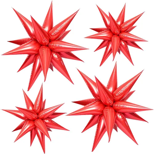 Miniatura 14 de FUNTOOB Globos de estrella negra, globo metálico de papel de aluminio, globos de cono negro, globo con forma de estrella en explosión