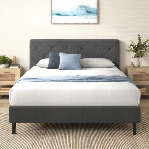 Miniatura 11 de Zinus Billie - Base de cama con plataforma, cuatro cajones de almacenamiento debajo de la cama, cabecera ajustable en altura, estilo tapizado, Gris