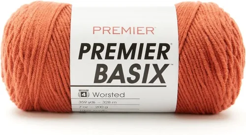 Miniatura 22 de Premier Yarns Basix, hilo de estambre sólido, hecho de acrílico, hilo ideal para ganchillo y tejer, Pecan, 359 yardas 1115-35 Pecan