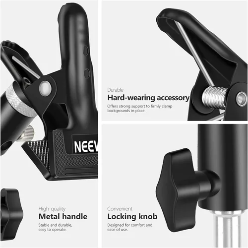Miniatura 7 de NEEWER Soporte de abrazadera de metal resistente para estudio fotográfico con accesorio de soporte de luz de 5/8 pulgadas para reflector