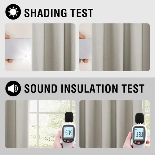 Miniatura 45 de H.VERSAILTEX - Cortinas 100% opacas con aislamiento térmico, texturizadas, de lino, con bloqueo de calor y luz completa, p/sala de estar y Roble