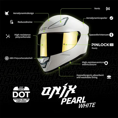 Miniatura 2 de HAX Onix - Casco de motocicleta de cara completa aprobado por DOT, listo para pinlock y con ranura para intercomunicador, moto para deportes