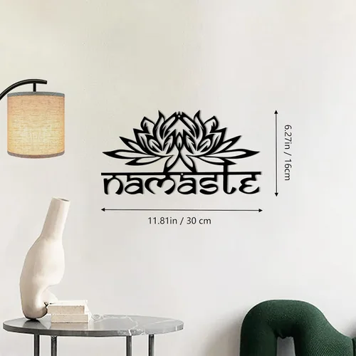 Miniatura 3 de DUOOLN Decoración de Pared de Mandala de Metal, Arte de Pared de Metal de Flor de Loto Moderna Negra, Decoración de Meditación Espiritual de Loto