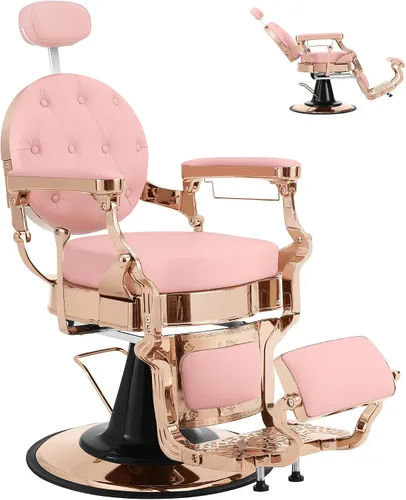 Miniatura 8 de Sillas de peluquería negras para peluquería, silla reclinable hidráulica de alta resistencia para estilista, champú multiusos para belleza, spa