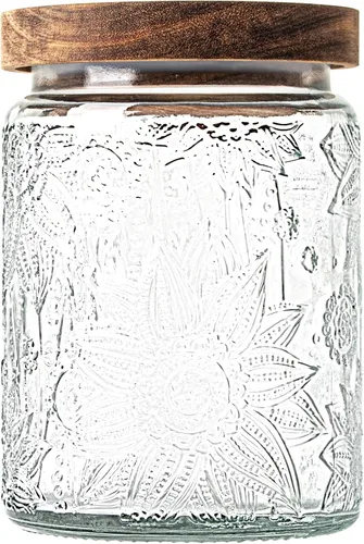 Tarro de vidrio de 24 onzas con tapa, tarro decorativo, lindo frasco, recipiente de vidrio, tarro de almacenamiento de vidrio vintage para azúcar,