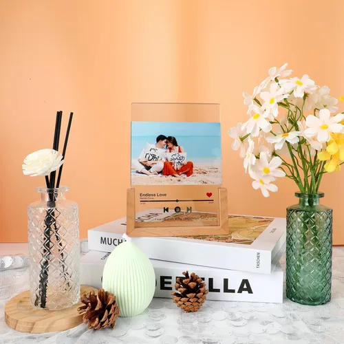 Miniatura 8 de Jarrón de cristal, botella de flores, jarrón pequeño, juego de 6, simple, sólido, para mamá o mujer, regalo elegante para el día del padre, Ámbar