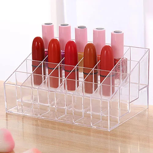 Miniatura 5 de Soporte para lápiz labial de 24 espacios, organizador de lápiz labial acrílico transparente y estante de exhibición para cosméticos, organizador