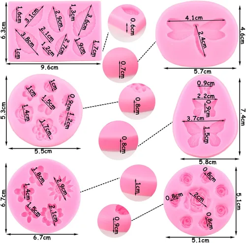 Miniatura 4 de Zixiang Molde para pastel de fondant de flores, diseño de libélula, mariposa, margarita, hojas de rosa, mini flores, dulces, moldes de silicona