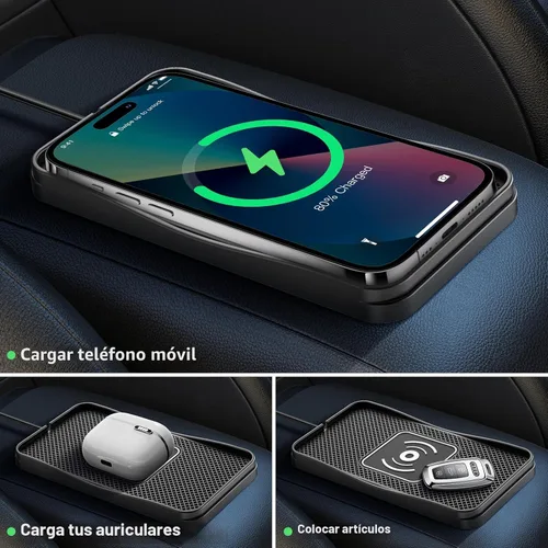 Miniatura 4 de Cargador inalámbrico para automóvil, cargador inalámbrico máximo de 15 W para automóvil, almohadilla de carga antideslizante compatible con iPhone