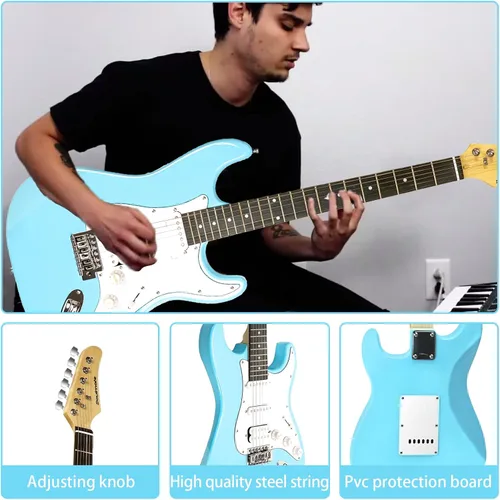 Miniatura 5 de Soulmate - Kit de guitarra eléctrica de 39 pulgadas, tamaño completo, cuerpo sólido, kit para principiantes HSS, guitarra eléctrica de iniciación
