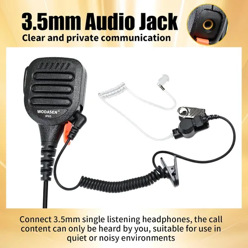 Miniatura 4 de WODASEN Micrófono de altavoz de radio impermeable Walkie Talkie Micrófono de mano para Retevis Ailunce HD1 RT29 RT47 RT47V RT48 RT82 RT83 RT87 NR30