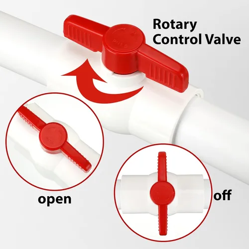 Miniatura 5 de Hiboom SCH40 NPT - 4 válvulas de bola de PVC de 1/2 pulgada, válvula de bola de cierre con mango en T para proyecto de agua, roscada con mango fácil