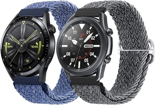 Miniatura 12 de Qimela Paquete de 2 correas trenzadas de nailon deportivas compatibles con Samsung Galaxy Watch 3 de 1.772 pulgadas/Galaxy Watch 1.811 pulgadas/Gear