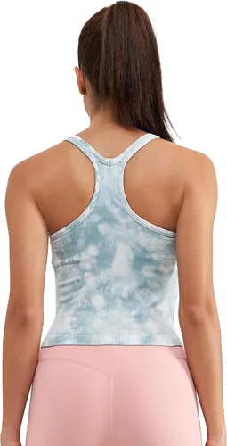 Miniatura 90 de sphinx cat - Camiseta corta de entrenamiento para mujer, camiseta sin mangas, acanalada, con espalda cruzada y brasier integrado