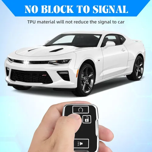 Miniatura 3 de QBUC Funda para llavero Chevy con llavero de TPU suave, compatible con Chevy Colorado, Silverado, Suburban Tahoe, GMC Sierra Yukon Canyon (A: negro)