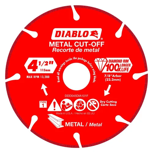 Miniatura 3 de Diablo Disco de corte de metal de diamante para metal, durabilidad extrema y larga vida útil, segmentado, 5 pulgadas de diámetro, eje de 7/8
