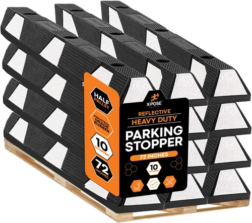 Miniatura 37 de Xpose Safety Tope de goma resistente de 22 pulgadas para estacionamiento, paquete de 2 bloques de ruedas para garaje, entrada o rampa, tope