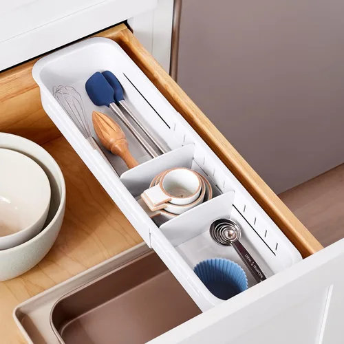 Miniatura 9 de YouCopia DrawerFit - Cajonera deslizante, organizador de almacenamiento de cocina expandible y ajustable, color blanco moteado