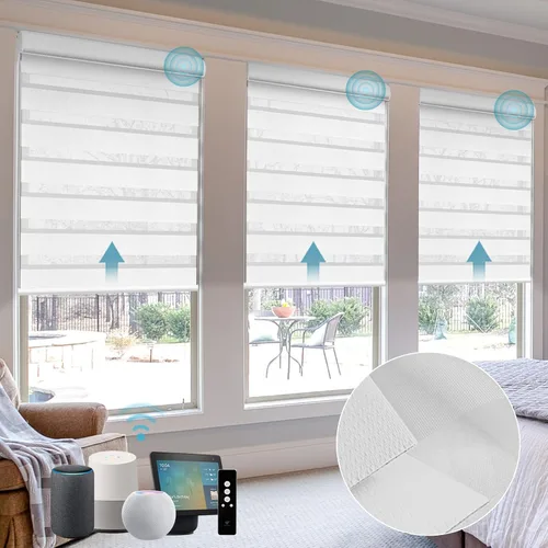 Miniatura 21 de SmartWings Persianas motorizadas de cebra con cenefa funcionan con Homekit Thread Alexa Z-Wave Smart de doble capa con control remoto, persiana