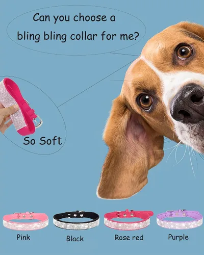 Miniatura 2 de Collar brillante para perros pequeños, medianos y grandes, collares de perro con diamantes de imitación para perras y machos, collares de cachorros