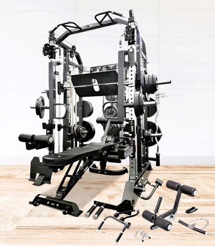 Miniatura 3 de MiM USA Hercules EX Commercial All-in-One Home Gym Machine, 2000 lb Capacity, 400 lb Weight Stack, Adjustable Bench, Leg Press, Jammer Arms, Leg