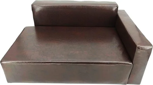Miniatura 2 de FixtureDisplays Sofá cama para perros de cuero sintético marrón, sillón reclinable de 30 x 20 x 13 - 27 x 16 pulgadas, ideal para perros más