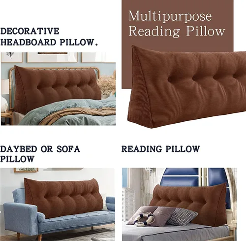 Miniatura 5 de VERCART Almohadas de cuña para cabecero de cama, almohada de cuña para cabecero, almohada triangular, almohadas de cuña, almohada con funda Café