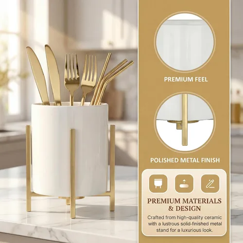 Miniatura 4 de 2 Piezas Soporte para Cubiertos de Encimera, Soporte de Cocina para Cucharas y Tenedores, Organizador de Utensilios de Encimera, Soporte para Sólido