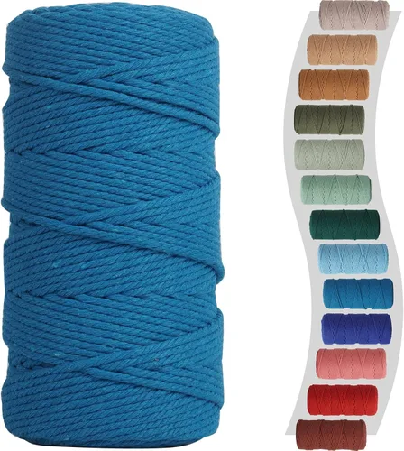 Miniatura 54 de Cordón de macramé de 1/8 pulgadas 220 yardas (200 metros) suministros naturales de macramé, hilo de macramé, cuerda de algodón de color, cuerda