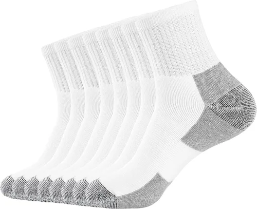 WANDER - 8 pares de calcetines deportivos de algodón para hombres y mujeres, gruesos y acolchados, para correr, altura al tobillo, tallas 7-9 9-12
