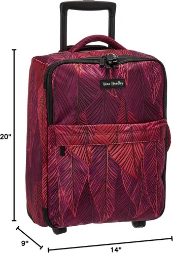 Miniatura 8 de Vera Bradley Maleta plegable Softside para mujer, Hojas De Plátano Fucsia, Maleta plegable con ruedas Softside