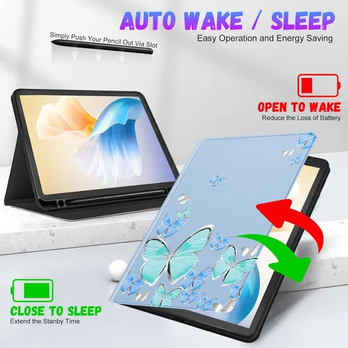 Miniatura 5 de Uppuppy Funda para Samsung Galaxy Tab S6 Lite de 10.4 pulgadas para niños, diseño de mariposas, bonita, kawaii, estética, para adolescentes, funda