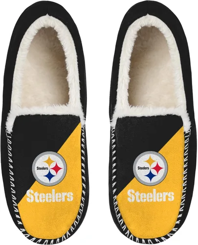 Miniatura 10 de FOCO NFL - Pantuflas tipo mocasín unisex para adultos, con licencia oficial, con logotipo primario, con forro de sherpa