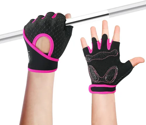 Miniatura 9 de Luwint Guantes de Entrenamiento para Niños, Guantes de Ejercicio con Ventilación y Agarre para Niños y Niñas para Levantamiento de Pesas y Gimnasio