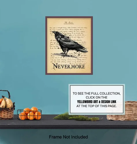 Miniatura 6 de The Raven – Nevermore – Regalos de Edgar Allan Poe – Decoración gótica para la habitación – Decoración gótica para el hogar – Poesía espeluznante