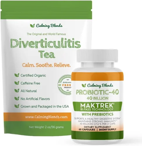 Miniatura 7 de CALMING BLENDS Probiótico, 40 mil millones de UFC, sistema de entrega bi-pass para una máxima eficacia, estable en el almacenamiento, 60 cápsulas