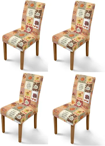 Miniatura 39 de Rnyleeg Thanksgiving Chair Covers for Living Room No Arms Turkey Pumpkin Stretch Dining Chair Covers Set of 6 Soft Washable Kitchen Chair Protector